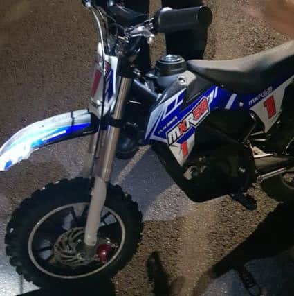 One man was reported for riding this bike without insurance or a licence