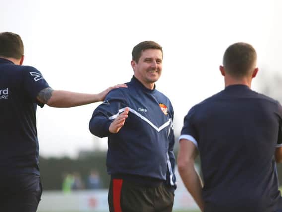 Marcus Law's Kettering Town are hoping to clinch the Evo-Stik League South Premier Division Central title this weekend. Picture by Peter Short