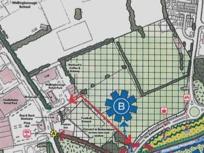 The area marked B is where the proposed marina would be sited if permission is granted.