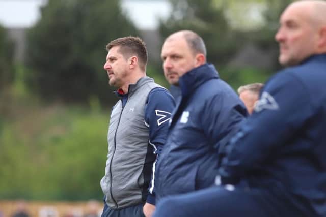 Marcus Law was frustrated after Kettering Town were beaten 2-1 by Alvechurch at Latimer Park as their title party was put on hold. Pictures by Peter Short
