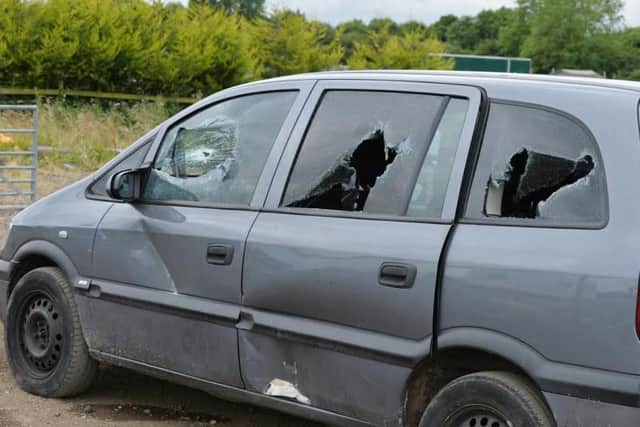 Damage to vehicles was consistent with baseball bats, axes and even buckshot from shotguns.