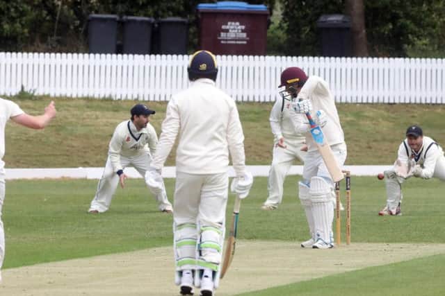 Action from the clash between Finedon Dolben and Wollaston at Avenue Road