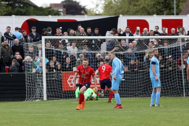 Bromsgrove celebrate after Kieren Westwood scored the winner in extra-time