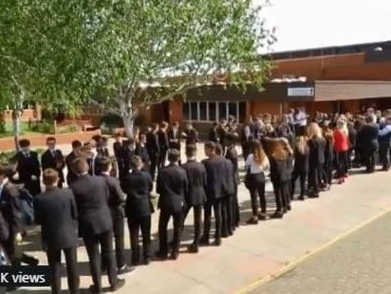 Supportive students at Manor School Sports College wish their pals good luck