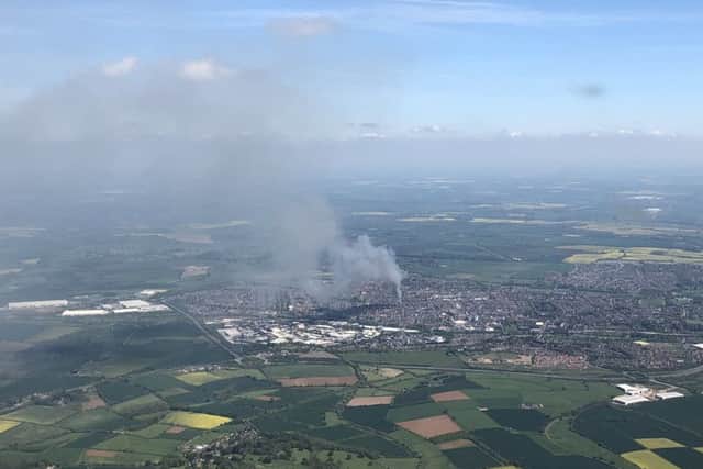 The fire from above. Photo by Ian Brierley.