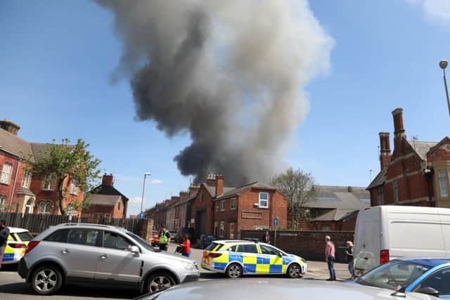 Large Fire: Kettering: Kettering Bedding Centre, fire at business in Regent Street, Kettering. 
Fire and Police on scene
Monday, May 13th 2019 NNL-190513-154313009