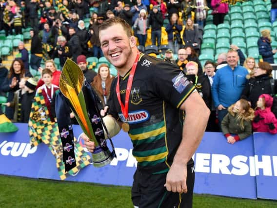 Alex Waller lifted the Premiership Rugby Cup at Franklin's Gardens in March