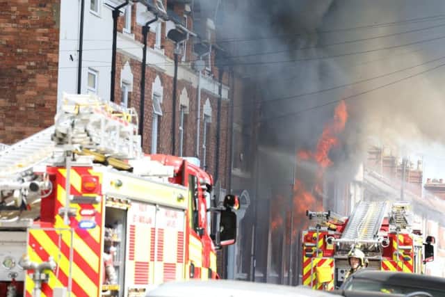 Flames tore through the building. Picture by Alison Bagley.