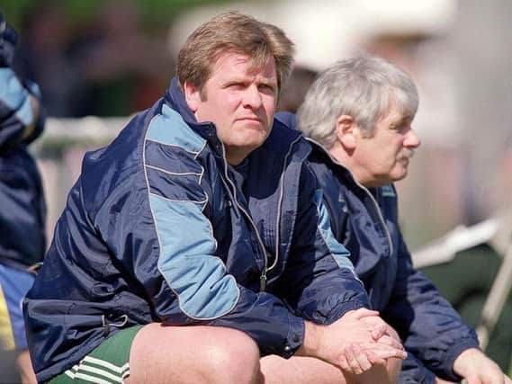 Kidderminster Harriers manager Jan Molby looks pensive during the Nationwide Conference match against Woking in April 2000