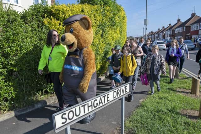 Pupils on the walk to school.