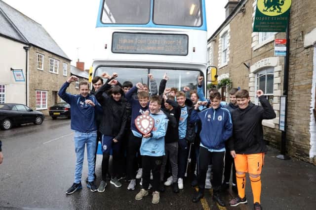 Victory Parade: Higham Ferrers: Higham Under 14s Colts football team have gone all season unbeaten on an open-top bus tour through Higham and Rushden.
Saturday June 8th 2019 NNL-190806-111451005