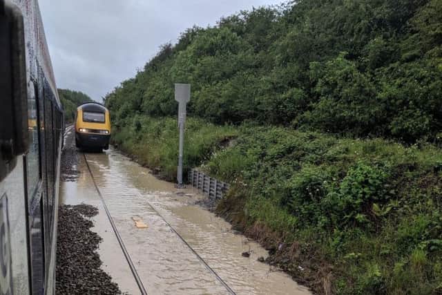 A picture of the stranded train taken by passenger Will Hargrave.