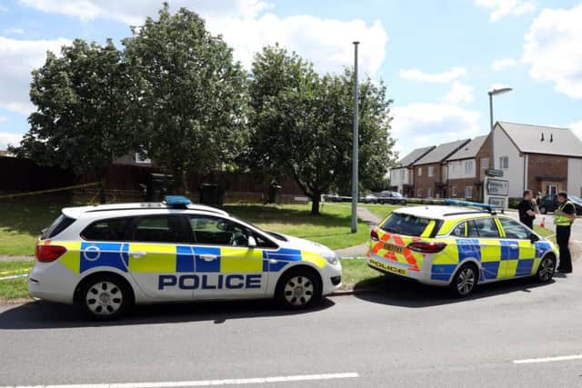 Police at the scene on Saturday