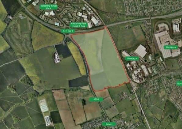 The overall warehouse park site. Weetabix and Morrisons are to the east with Isham to the south.