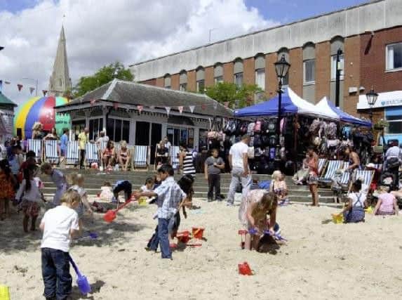 The market square in Wellingborough transformed into a beach scene during last year's annual event.