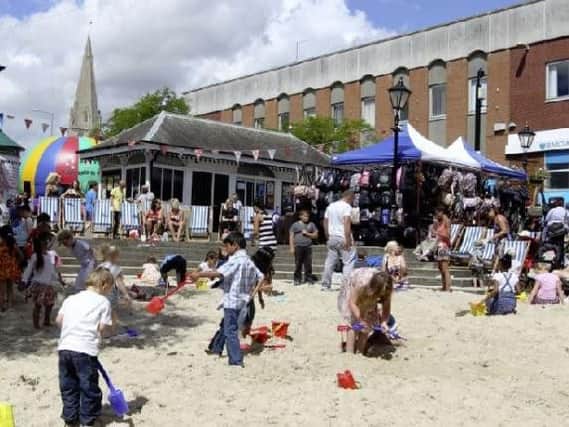 The market square in Wellingborough transformed into a beach scene during last year's annual event.