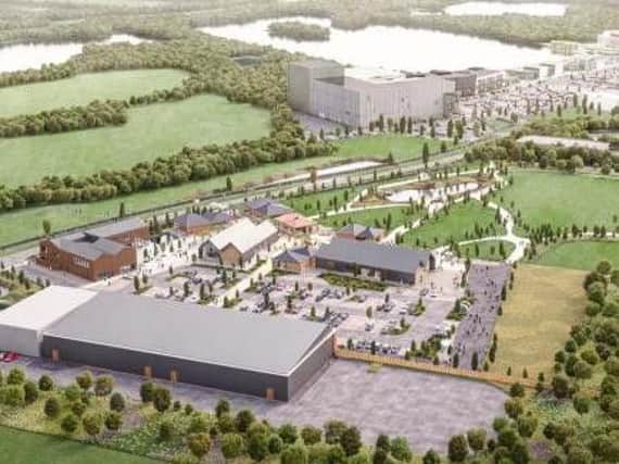 How Rushden Living could look, with Rushden Lakes in the background.