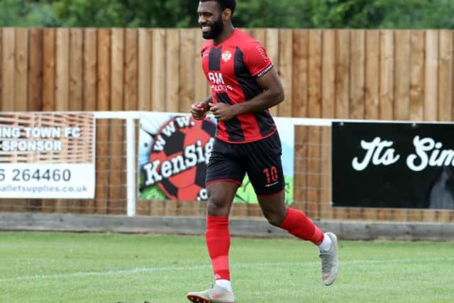 Daniel Nti has signed for Kettering Town and made his debut in the 1-0 win over a Northampton Town XI at Latimer Park. Picture by Alison Bagley