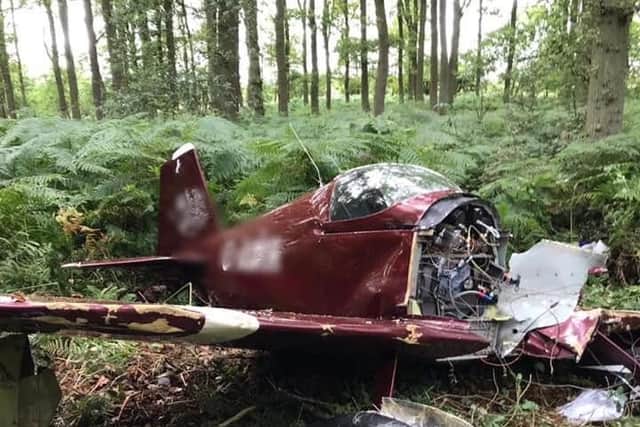 The plane partly destroyed