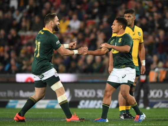 Cobus Reinach and Herschel Jantjies (right) both impressed for the Springboks last Saturday