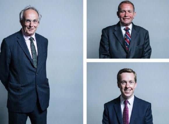 Clockwise from left: Peter Bone, Philip Hollobone and Tom Pursglove.