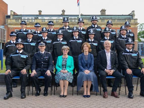 The new Northamptonshire Police recruits with Deputy Chief Constable Simon Nickless and Justices of the Peace Amy Crawfund and Mary Maclean
