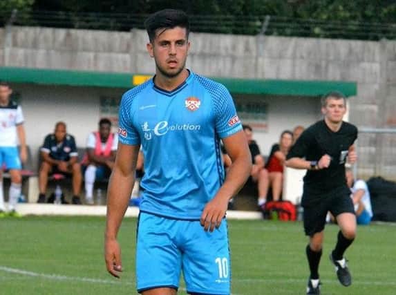 Joel Carta made his debut for Kettering Town in the 3-0 friendly win at Barwell on Tuesday night. Picture by Eden Palmer