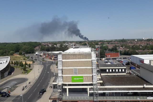 The fire as seen from Grosvenor House in the town centre