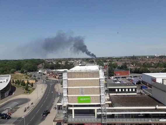 The fire as seen from Grosvenor House in the town centre