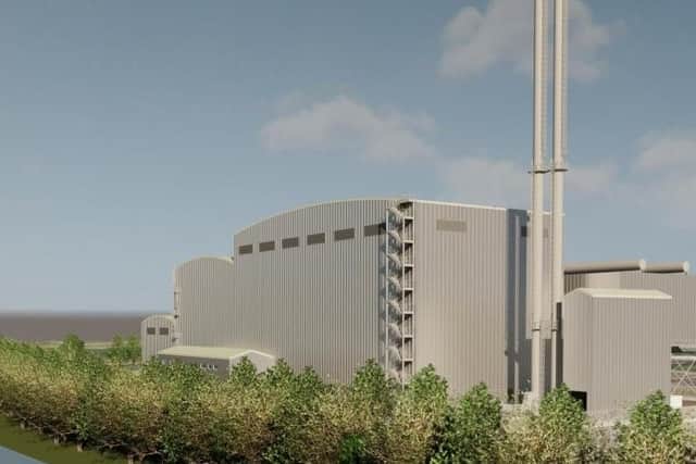 How the Shelton Road plant might look, with chimneys bigger than Nelson's Column