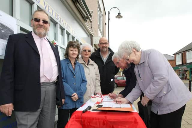 Caroline Cross (second left) campaigning for the Rushden Lakes development in 2012.