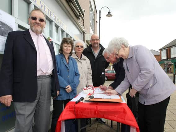 Caroline Cross (second left) campaigning for the Rushden Lakes development in 2012.
