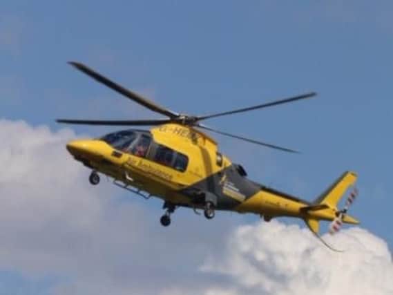 The air ambulance landed a short distance away from the accident in Deeble Road