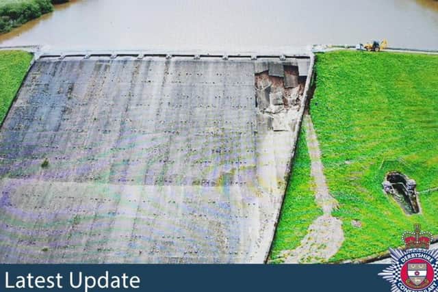 The damaged dam in Derbyshire