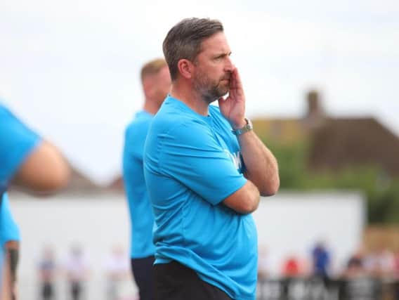 Poppies boss Nicky Eaden watches on during his team's opening-day success over AFC Telford United. Picture by Peter Short
