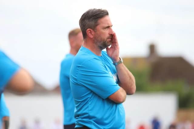 Poppies boss Nicky Eaden watches on during his team's opening-day success over AFC Telford United. Picture by Peter Short