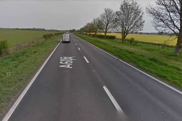 The A605 at Thorpe Waterville. Copyright Google.