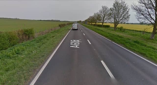 The A605 at Thorpe Waterville. Copyright Google.