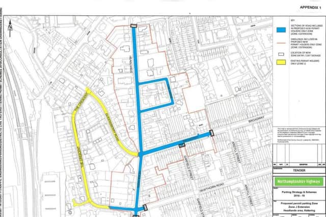 The proposed extension to the residents' parking scheme in Kettering