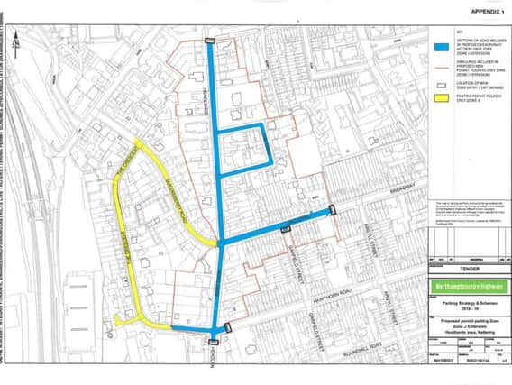 The proposed extension to the residents' parking scheme in Kettering