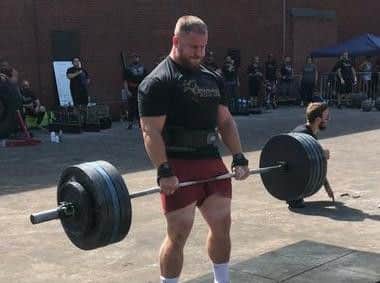 Steve Fraher during the strongest man event.