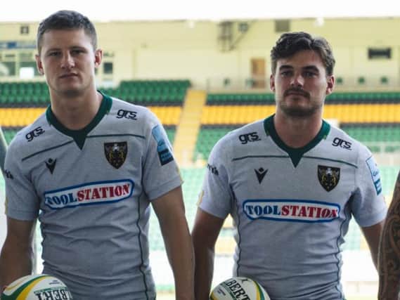 Fraser Dingwall and George Furbank in Saints' new away shirt (pictures: Northampton Saints)