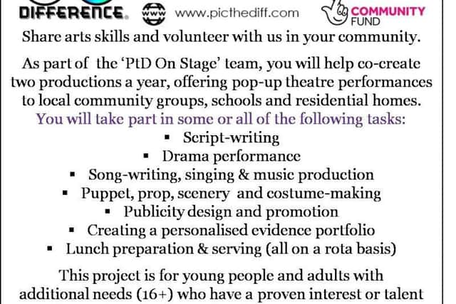 Picture the Difference's leaflet for PtD on stage