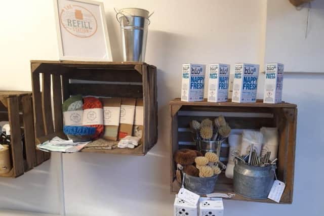 The store also sells pollution free items such as straws and brushes.