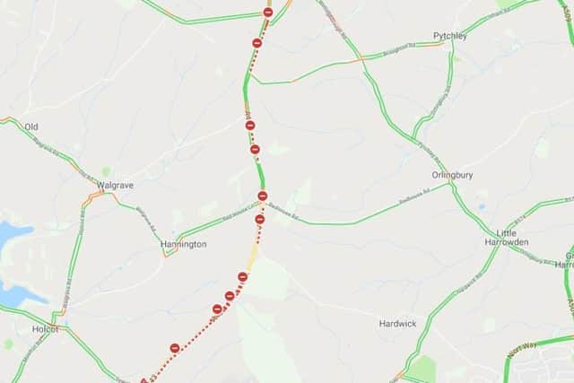 The crash is causing severe delays on the A43.