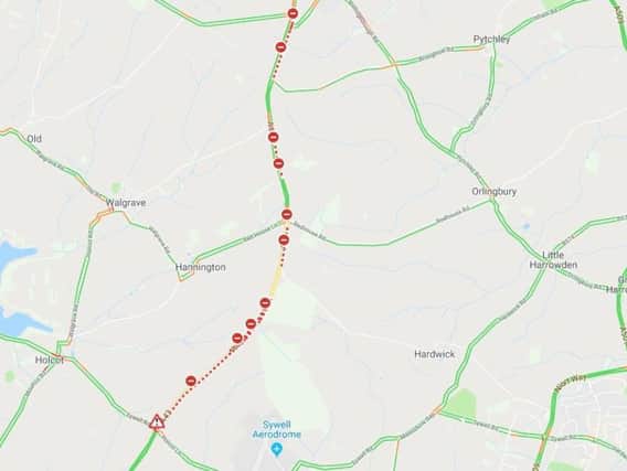 The crash is causing severe delays on the A43.