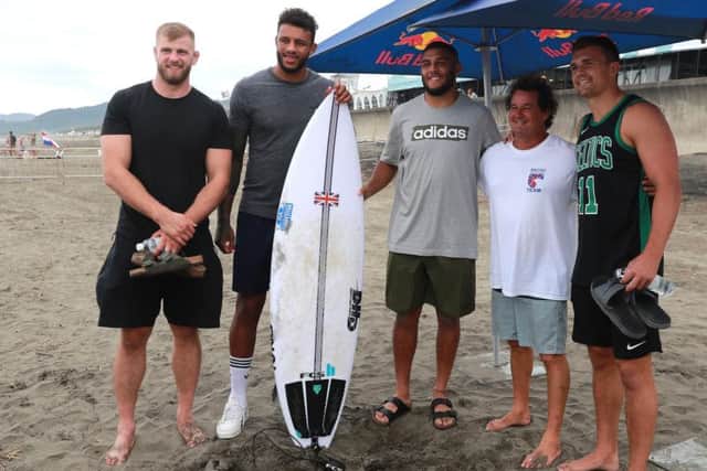 Saints duo Courtney Lawes and Lewis Ludlam are at the World Cup, along with the likes of Saracens lock George Kruis (left) and Exeter centre Henry Slade (right)