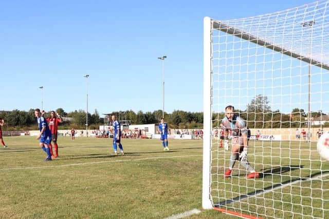 Joel Carta went close to winning it with this effort for the Poppies late on