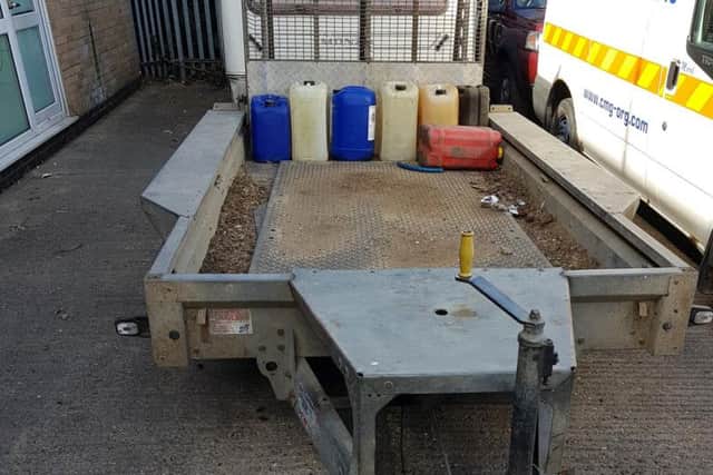 The trailer was seized from an address in Wellingborough