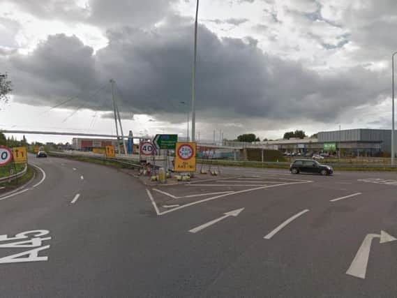 The A45 had been shut in the westbound direction between Rushden Lakes and Wellingborough